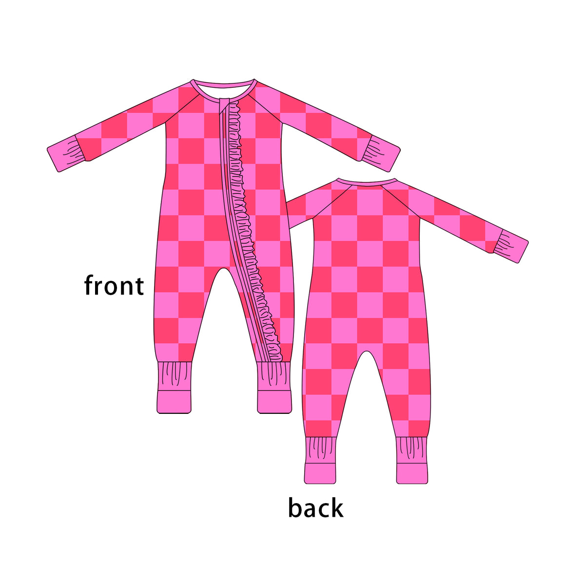 PRE-ORDER Pink Checks Ruffled Zippy